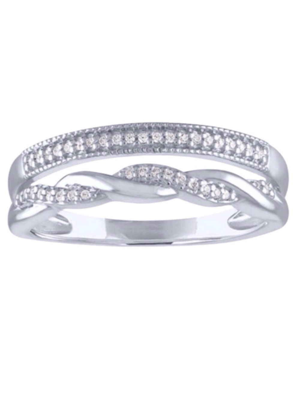 Sterling Silver (925) 2-in-1 Diamond Ring (NWT) (Size: 7)